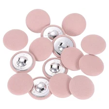 15Pcs Fabric Cloth Covered Button, 25mm 40L Metal Shank Buttons, Pink