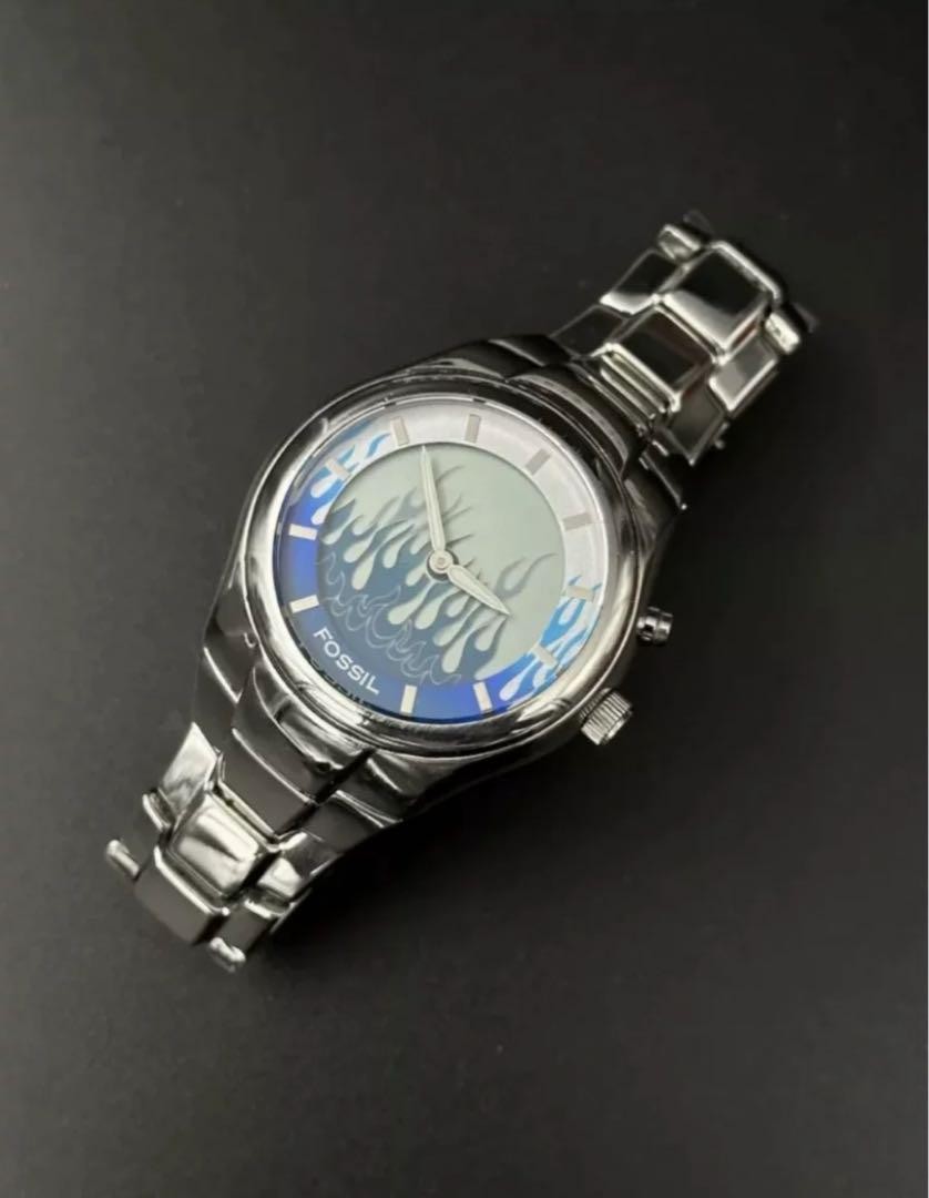 時計 FOSSIL BIG TIC Watch 00s y2k Silver blue Vintage Fossil Big Tic Watch Unboxing | Streetwear Watch