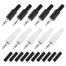10Set 1/8" TRS Stereo Male Plug 3.5mm 3 Pole Plastic Housing White/Black