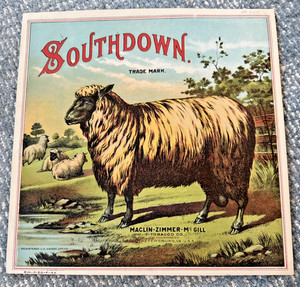 FREE SHIP! Macklin-Zimmer-McGill Label for Southdown Tobacco 1880s