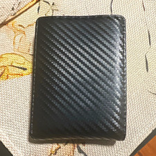 Men's Black Bifold Folding Wallet, Solid Pattern, Stitched Accents