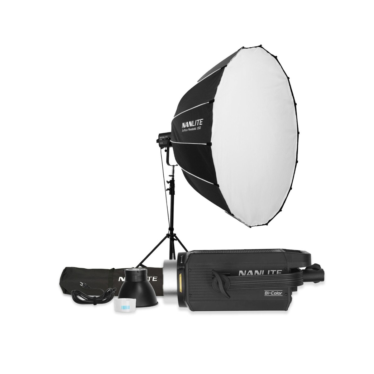 Nanlite FS-300B Bi-Color LED Monolight 150 Quick-Open Softbox 59in