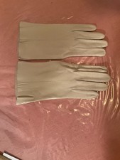 New Beige Cream Soft Kid Size 7 Stitch Leather Driving Gloves 9  Length Small