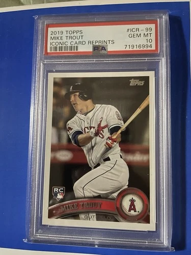 MIKE TROUT - 2019 TOPPS ICONIC CARD REPRINTS #ICR-99 ANGELS PSA 10 - POP 17