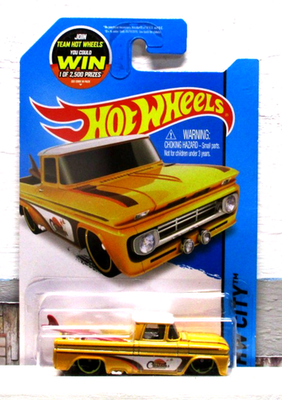 2015 Hot Wheels HW City Custom '62 Chevy Pickup Truck w/Surfboard
