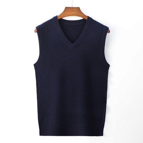 V-neck Wool Vest Men's Pullover Knitted Vest Business Knitted Sweater Sleeveless - Picture 24 of 31