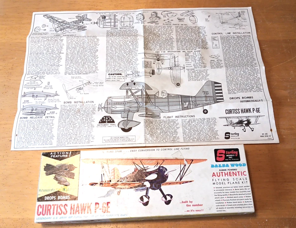 Sterling Models CURTISS HAWK P-6E Balsa Wood Model Airplane PLANS & BOX ONLY - Image 2 of 4