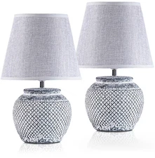 2-Pack BRUBAKER Table or Bedside Lamps - White - Ceramic Base - 11.8 Inches