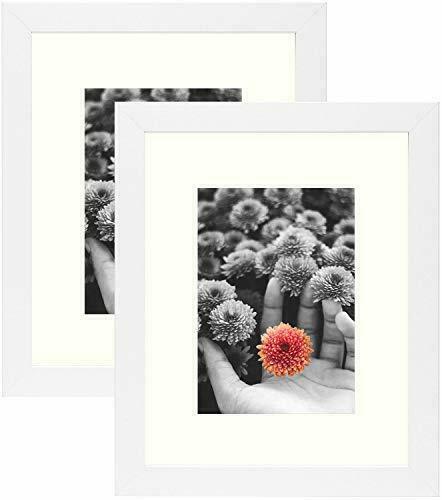 Set of 2 White 8x10 Picture Frame for 5x7 Photo with Mat for Wall or Table Decor