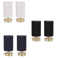 2x Touch Table Lamps Brushed Gold Dimmer Light Shade LED Bulb Lights Dimmable