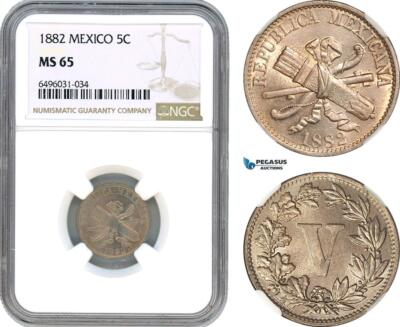 AH694, Mexico, 5 Centavos 1882, NGC MS65 | eBay