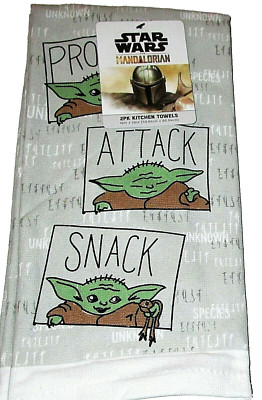 DISNEY STAR WARS ''THE MANDALORIAN'' ~2 Pk ~ Towels ~ PROTECT/ATTACK/SNACK