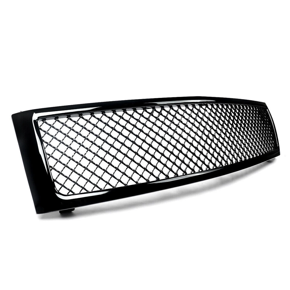 For 2007-2013 Chevrolet Silverado 1500 Gloss Black Front Hood Mesh Grille Grill - Image 3 of 4