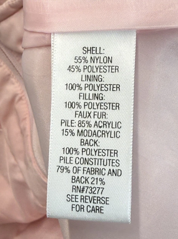 Croft & Barrow Mujer Talla L Suave Rosa Mezcla de Nailon Cremallera Completa Chaleco Cuello de Piel Sintética Foto 4 de 4