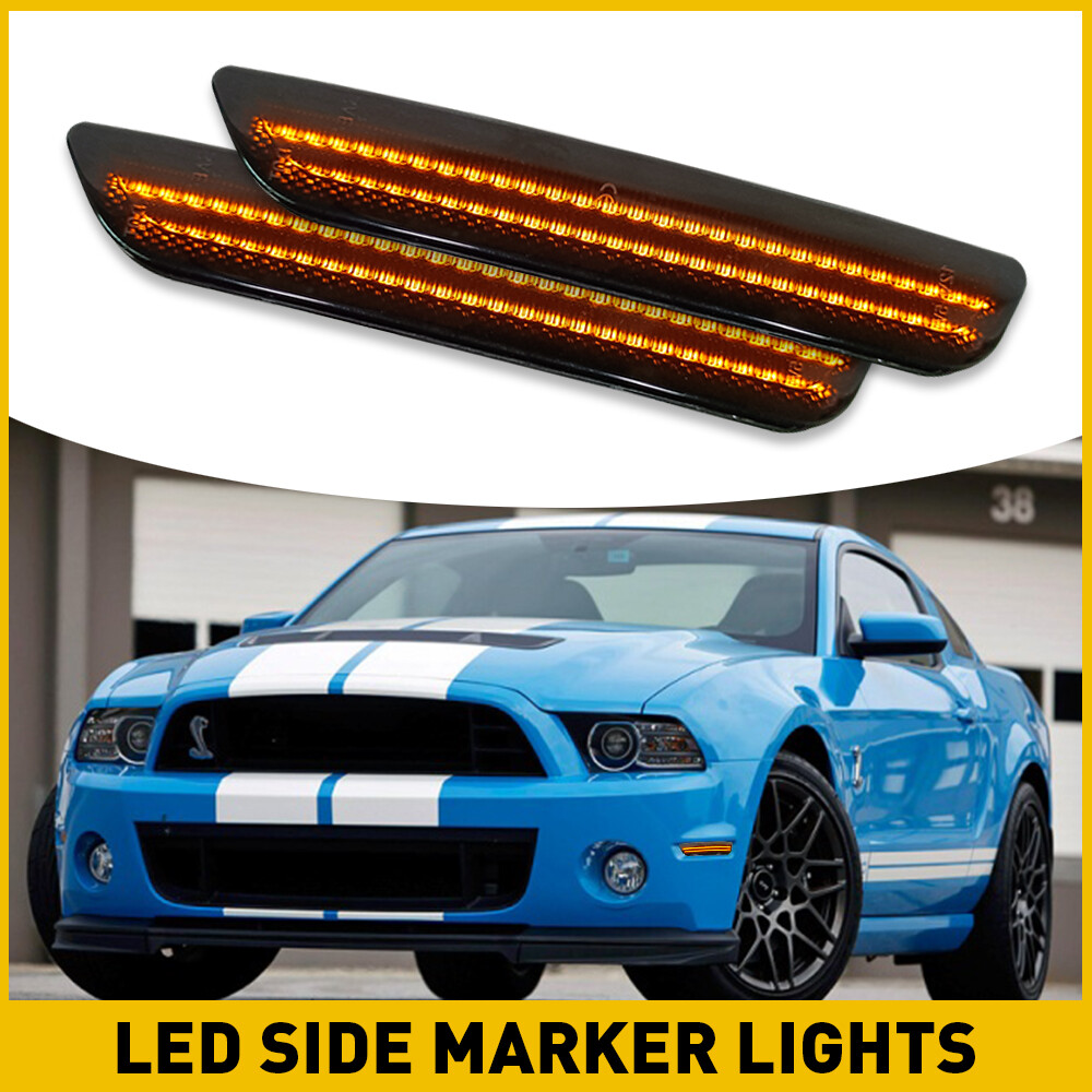 Smoked Amber LED Bumper Side Marker Lights For 2010-2014 Ford Mustang 2PCS  