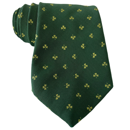 Corbata de popelina Atkinson para hombre 53" x 4,5" trébol irlandés real seda/lana Irlanda - Imagen 1 de 4