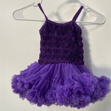 Girls Purple Rose Embellished Tutu Dress - Size Small-6-12 Months