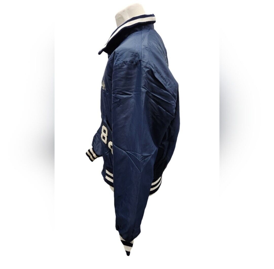 Vtg Delong Size Large Blue Satin Varsity Jacket Giants Track Vtg Delong Size Large Blue Satin Varsity Jacket Giants Track