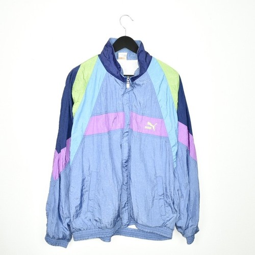 VINTAGE Puma Jacket Mens Extra Large Multi Full Zip Windbreaker Retro 90s