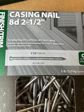 Casing Nails 8d 2 1/2" 5 lb. Bx. Outdoor Galvanized Finish/Trim