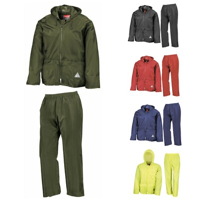 Unisex Regenanzug Regenjacke Regenhose Wind- & Wasserabweisend Kapuze S-XXL 
