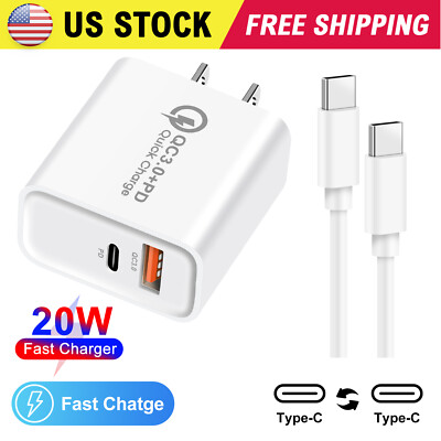 For Google Pixel 8A/9A/9 Pro XL 20 Watt Fast USB+Type C Wall Charger Plug Cable