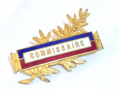 Broche Insigne De Fonction Ancien - Commissaire, En Laiton Émaillé