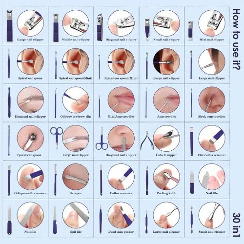 30 Teile Maniküre Schneider Nagelknipser Set Haushalt Edelstahl Nagelschere - Bild 19 von 22