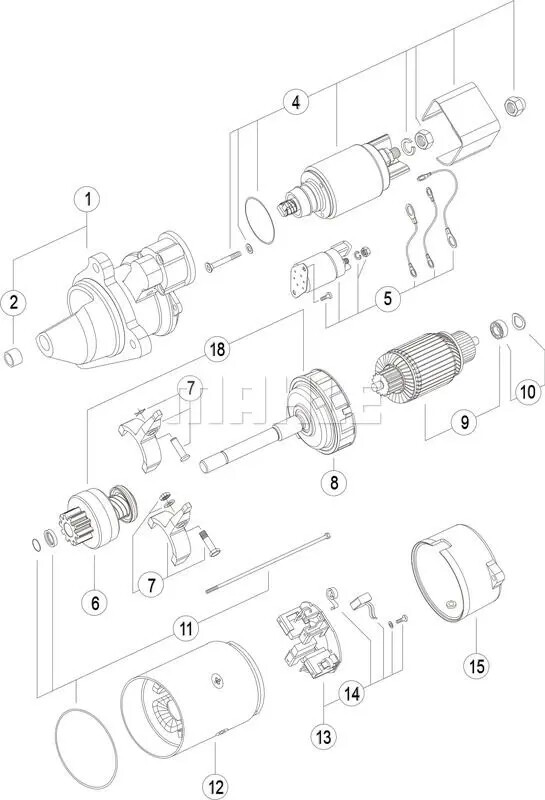 Motorino di avviamento Senso rotazione orario MS 25 MAHLE per FORD NEW HOLLAND