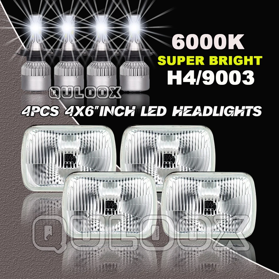 Fit Buick Electra 1975-1990 Regal 1982-1987 4pcs 4x6'' LED Headlights Hi/Lo DRL Foto 2 de 4