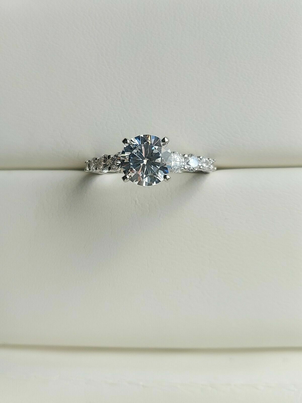 1.50 Carat Round Moissanite Halo Engagement Ring in Sterling Silver