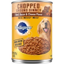 PEDIGREE Chopped Ground Dinner Adult Canned Dog Food Beef Bacon Cheese 12 Cans
