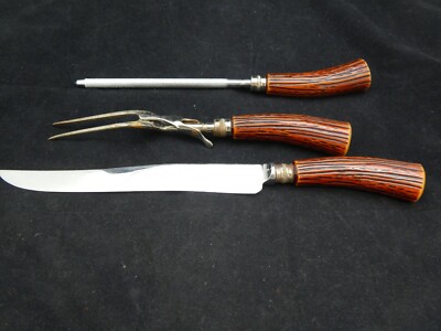 英国latham & owen sheffield englandナイフ 6本 Latham & Owen Sheffield England Carving Set Antler Handles Knife