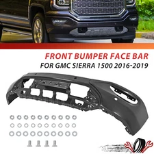 For GMC Sierra 1500 2016-2019 Black Front Bumper Cover Face Bar With Sensor Hole