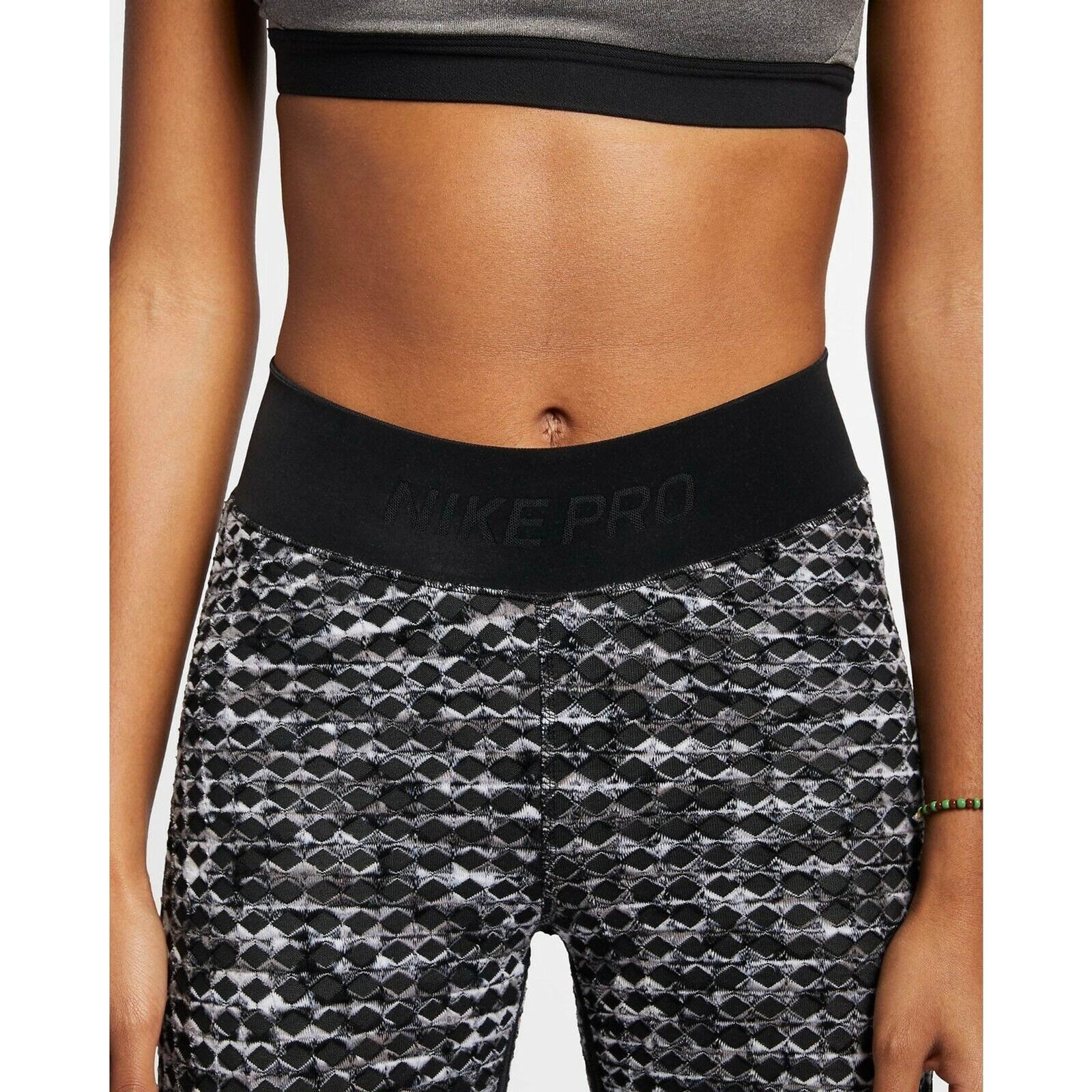 Women's Nike Pro HyperWarm Waistband Tights - Black/Gray M image 5