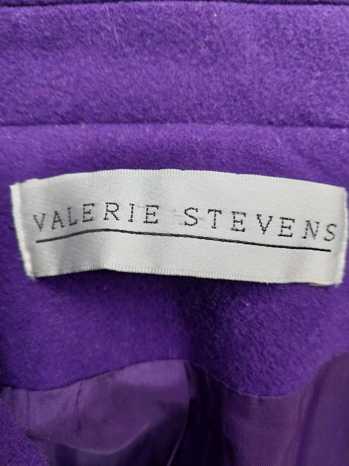 Chaqueta Valerie Stevens Lana de Cordero Angora Peacoat Mujer 10 Púrpura Doble Pecho Foto 3 de 4
