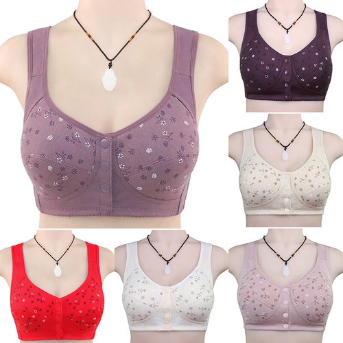 Plus Size Front Closure Bra Wireless Full Cup Push Up Bra Cotton Vest