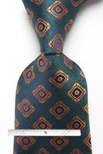 New Classic Polka Dot Green Orange JACQUARD WOVEN 100 Silk Men's Necktie Tie