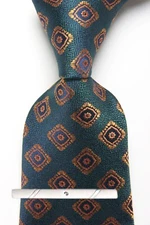 New Classic Polka Dot Green Orange JACQUARD WOVEN 100% Silk Men's Necktie Tie