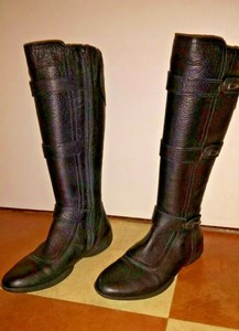 Geox Respira Talla Eu 39 UK 6 Cuero Negro Botas Hasta La Rodilla Planas  Ajustable Pantorrilla | eBay