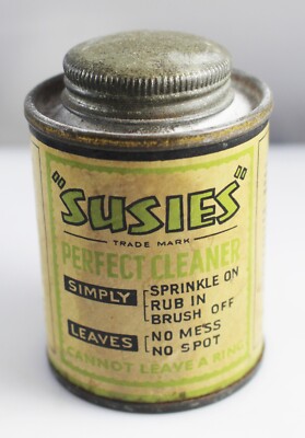 Vintage Dose Susies Perfect Cleaner Liverpool Trockenreinigung Pulver Werbung