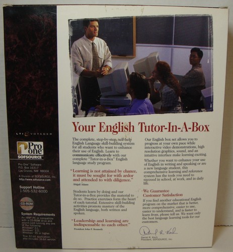 PRO ONE SOFSOURCE ENGLISH TUTOR IN A BOX 6 CDs WINDOWS NEW IN OPEN BOX - Picture 2 of 4