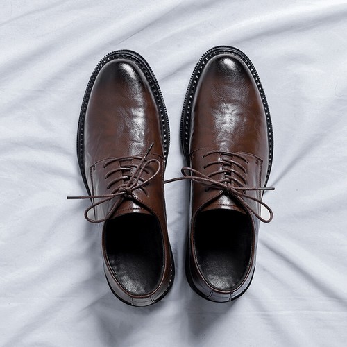 Leather Men's Dress Formal Shoes British Style Business Lace Up Wedding Office - Picture 10 of 14