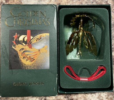 George Jensen 2000 Bird Golden Christmas Ornament Rare Imperfect Box Item New