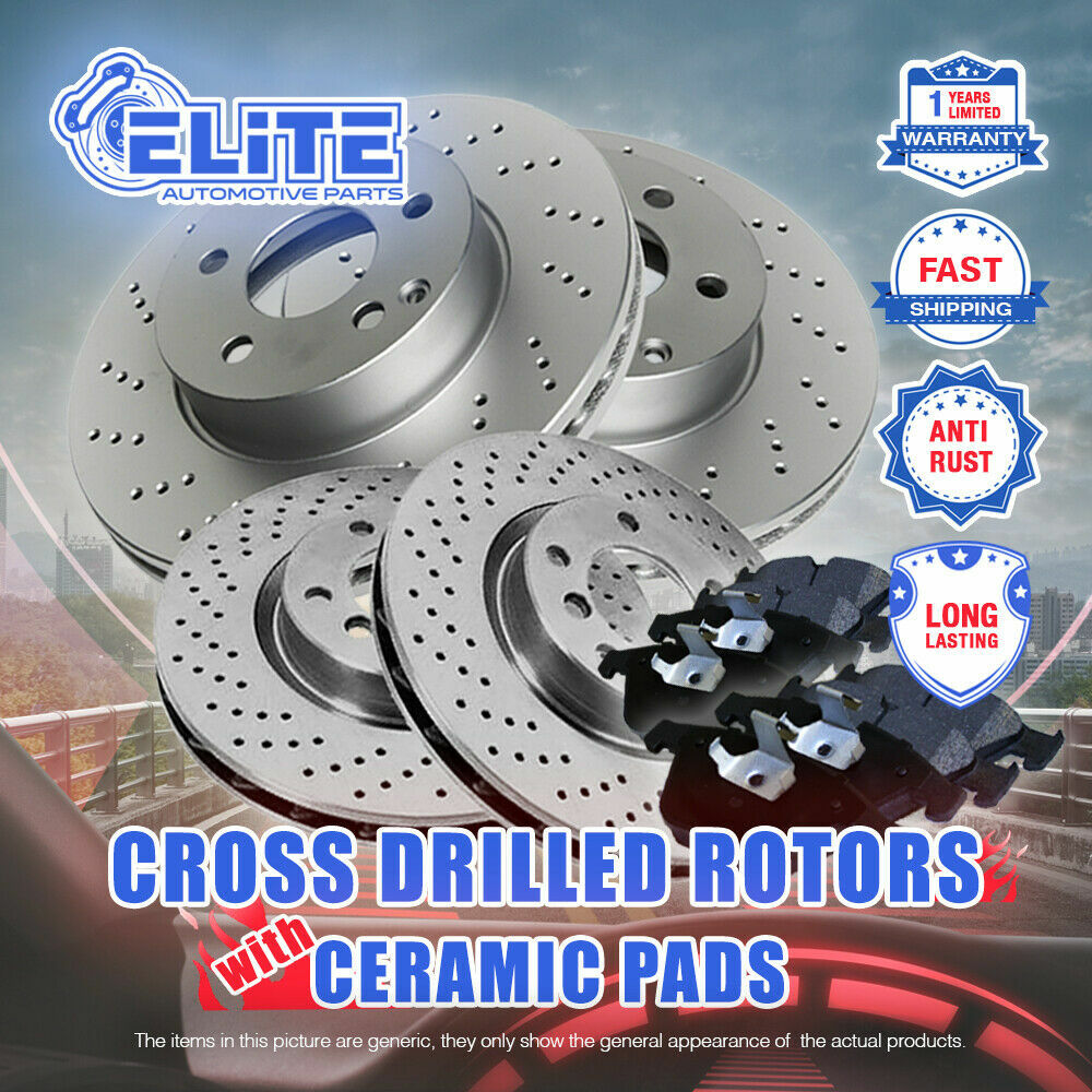 Front+Rear Cross Drilled Rotors & Ceramic Pads for 2012 Chrysler