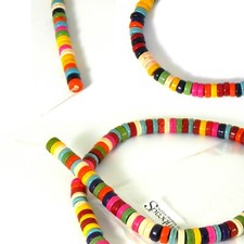 Strand of Mixed Color Synthetic Turquoise Stone Heishi Rondelle Spacer Beads