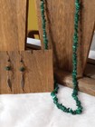 Vtg Malachite Southwestern Nugget Chip Strand Necklace+Earrings Sterling Feather — photo 7