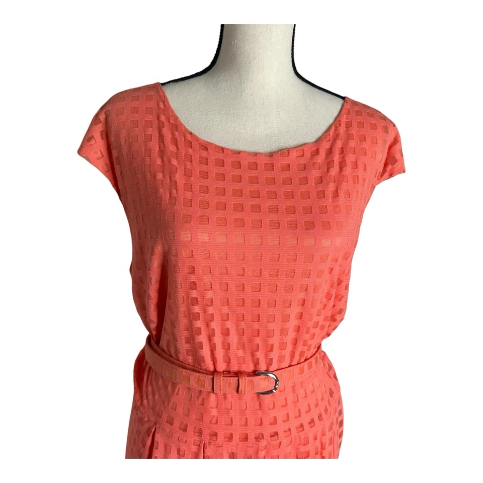 Vestido Alfani para mujer talla 3XL plisado con cinturón midi sin mangas forrado en naranja Foto 2 de 4