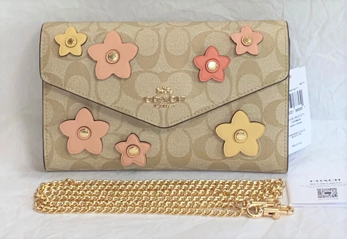 Coach Envelope Clutch Crossbody In Signature Canvas With Floral