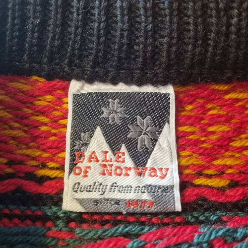 Vtg Dale Of Norway Wool Sweater Black Red Green Nordic Pullover Crew Ski Sz XL - Picture 5 of 10